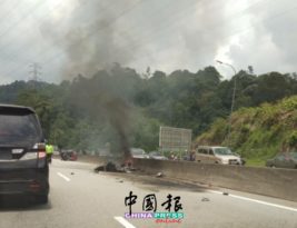 加叻大道 重型摩哆和轎車碰撞