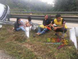 货卡飞撞分界堤 军人一家四口受惊