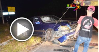 工业区清静花园路  一小时两车祸   马赛迪撞行人 摩哆翻路旁