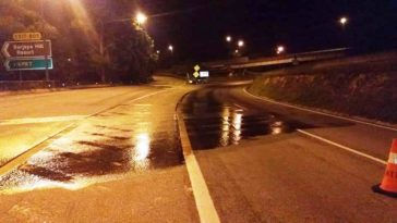 加叻大道承包公司澄清路面黑油照假的！