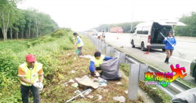 中枢大道旁布满垃圾 县会率数部门清理