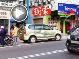 重型吊车猛撞 休旅车掉头转