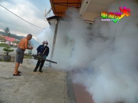 地里望传蚊症病例卫局派员喷射蚊雾