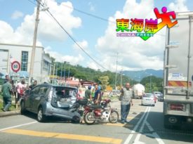 罗厘撞轿车 一人重伤倒地