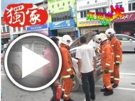 休旅车电线短路冒烟着火闹市“大阵仗”灭火