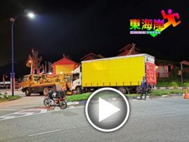 罗厘撞交通岛栏路