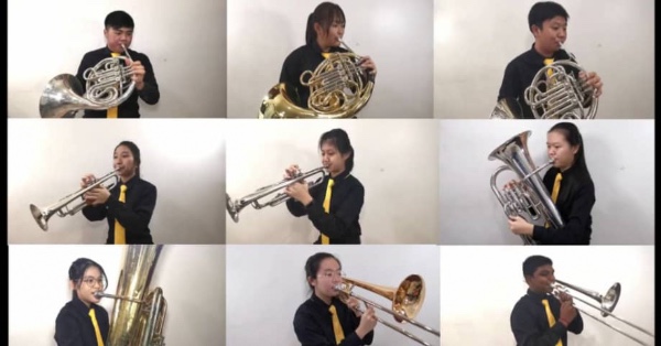 关丹丹那布爹国民型中学铜乐队，通过线上方式，参与2020年大马国际线上管乐大赛。