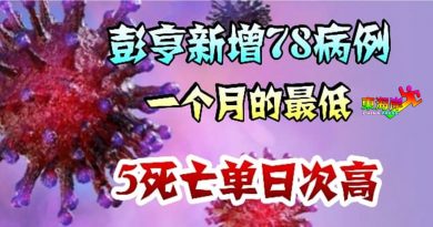 5月13日以来最低数字 .  彭新增78宗确诊