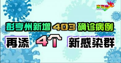 彭亨州新增403确诊病例    再添4个新感染群