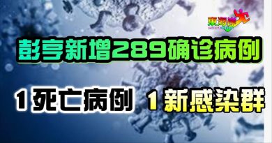 彭亨新增289确诊病例    1死亡病例    1新感染群