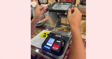 彭贸消局突检5金店    采用XRF分析仪验金器