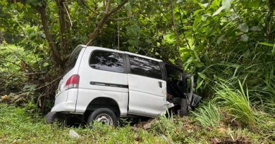 休旅车司机疑打瞌睡 连撞2车 复撞入草丛