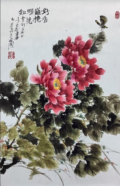 《墨耕5》阿湘师生水墨画展将参展画作之一，《好香难掩蝶先知》。