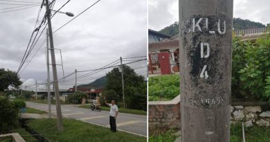 双溪吉流大路旁路灯失灵 逾半个月 无人理