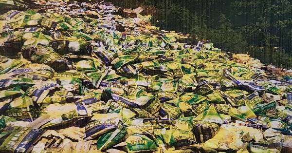 被指因逾期的大批白米在垃圾场内堆如小山，引起民众非议。