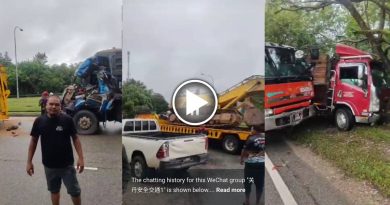 视频｜4重型罗厘2车 连环撞   拖格横截车道交通瘫痪