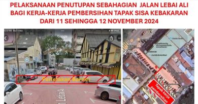 11日晚上10时起至12日   关丹大街乐拜阿里路封路