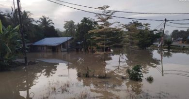 凌晨下大雨 河流泛滥 劳勿马来区 淹水了！