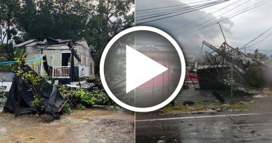 淡马鲁狂风暴雨 掀飞屋顶 树倒压中车子