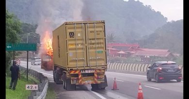 加叻大道又出事！货柜罗厘着火 交通严重阻塞