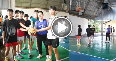 文冬县三人篮赛开幕礼   简民发披球衣下场